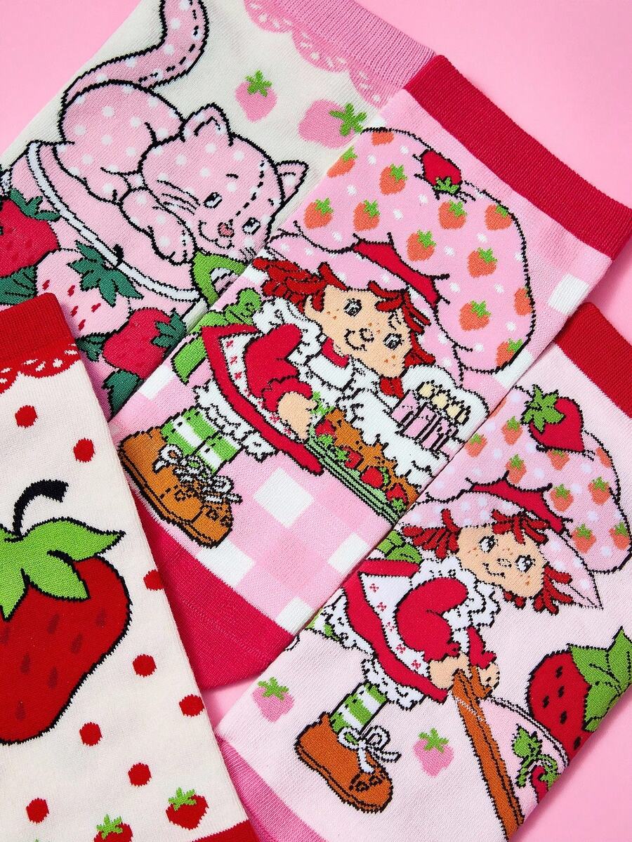 Strawberry Shortcake  4 para mekih i prozračnih ženskih ležernih čarapa