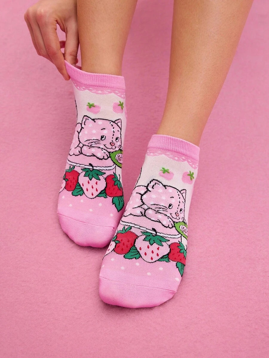 Strawberry Shortcake  4 para mekih i prozračnih ženskih ležernih čarapa