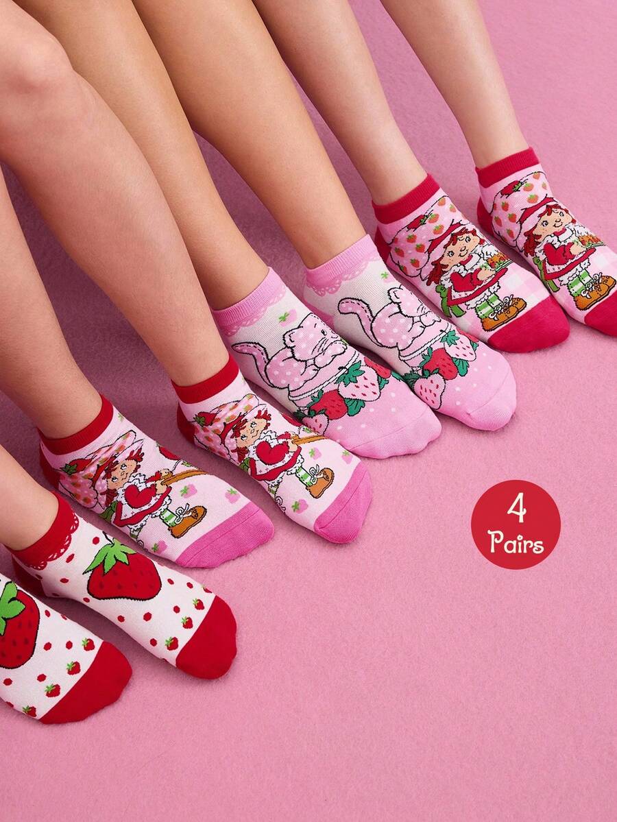 Strawberry Shortcake  4 para mekih i prozračnih ženskih ležernih čarapa