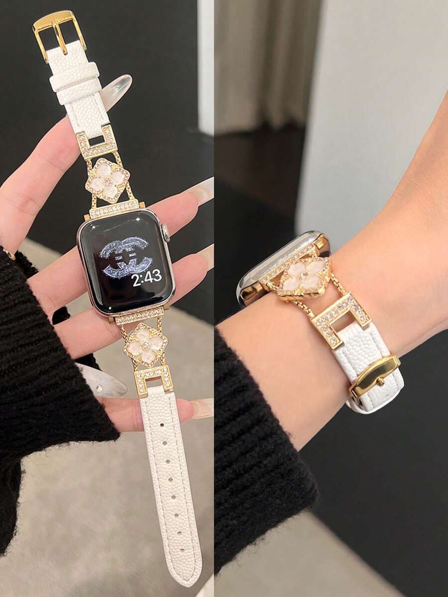 ženski zlatni sjajni kaiš za pametni sat sa  dijamantskim detaljima,  pogodan za Apple Watch 38/40/41/42/44/45/46/49mm