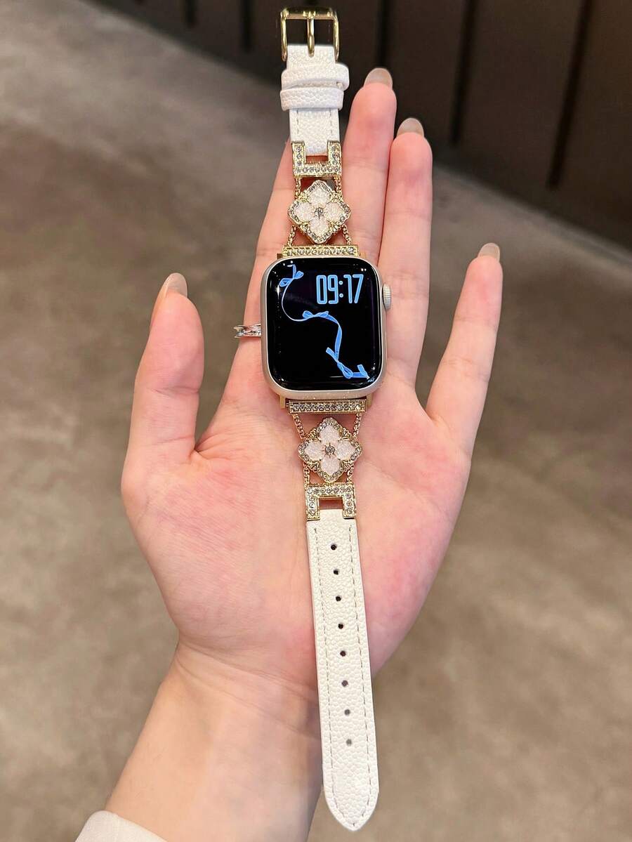 ženski zlatni sjajni kaiš za pametni sat sa  dijamantskim detaljima,  pogodan za Apple Watch 38/40/41/42/44/45/46/49mm