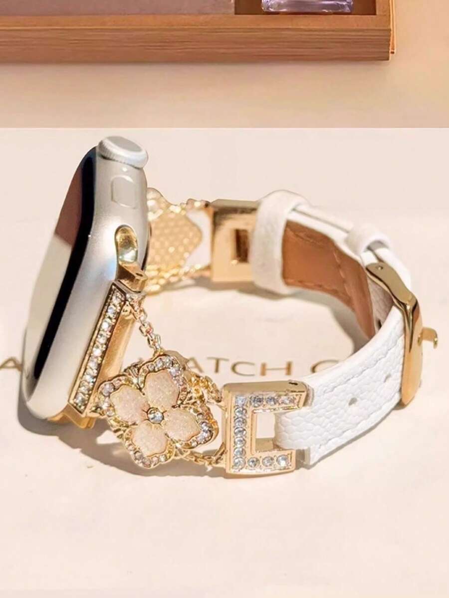 ženski zlatni sjajni kaiš za pametni sat sa  dijamantskim detaljima,  pogodan za Apple Watch 38/40/41/42/44/45/46/49mm