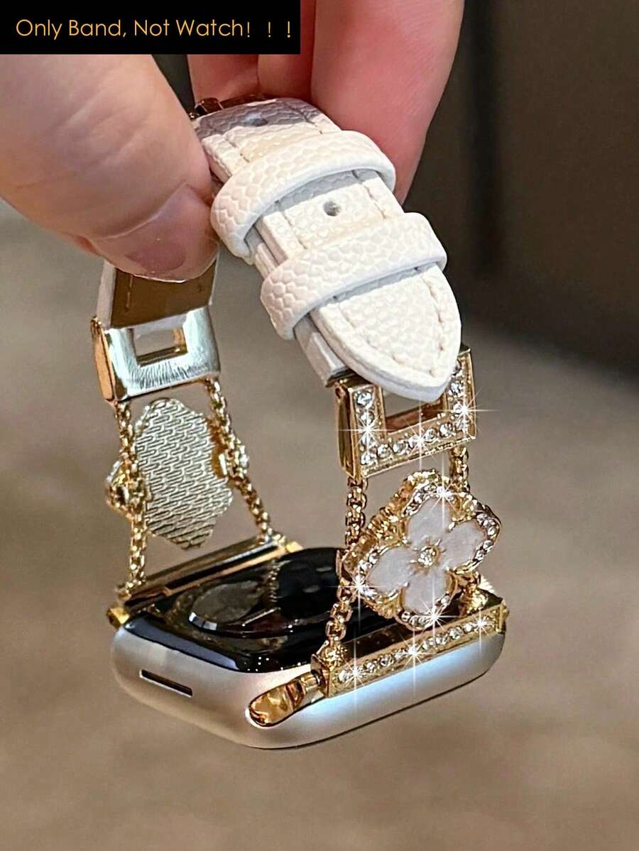ženski zlatni sjajni kaiš za pametni sat sa  dijamantskim detaljima,  pogodan za Apple Watch 38/40/41/42/44/45/46/49mm
