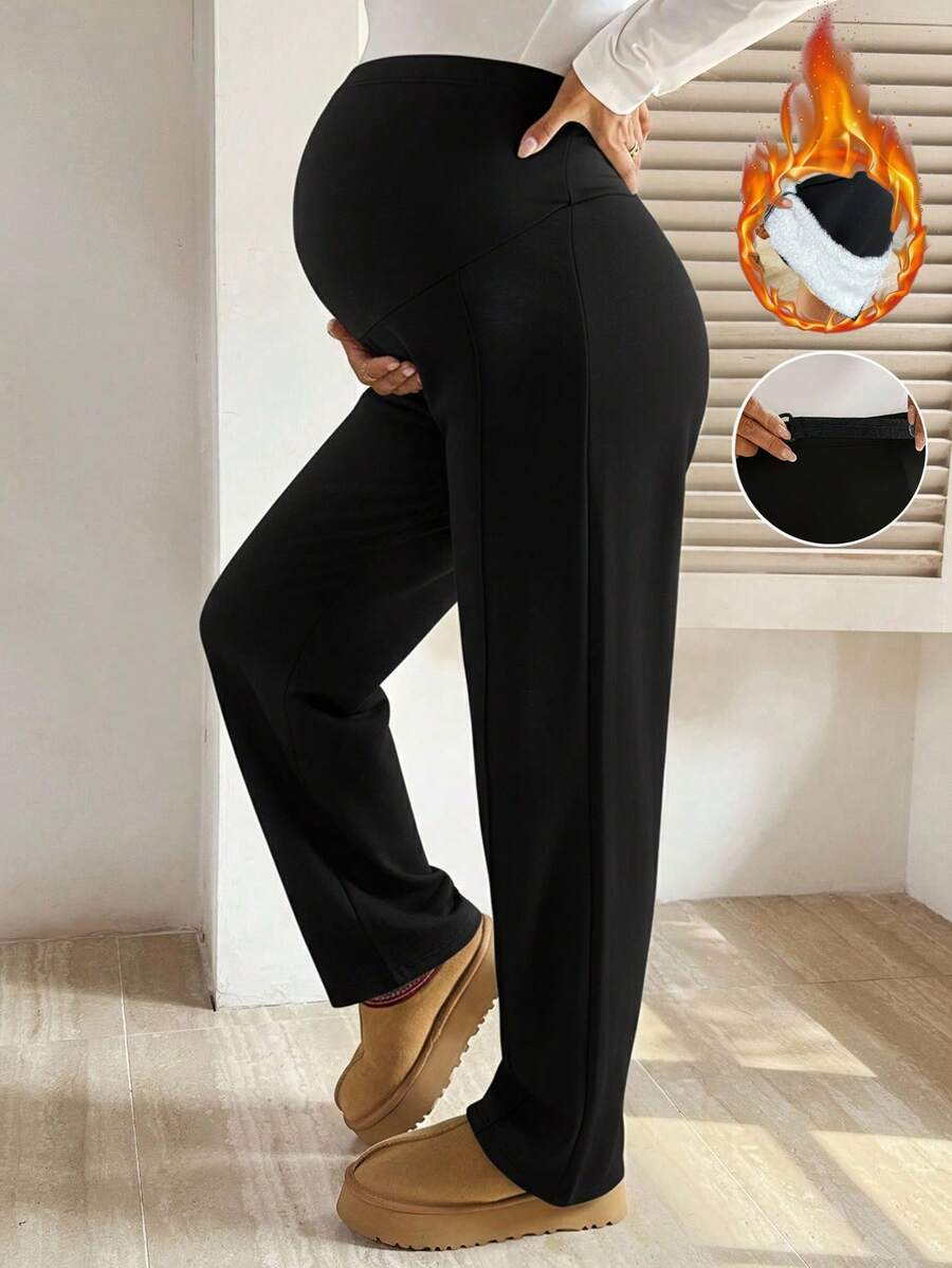 Ležerne tople fleec pantalone sa podesivim strukom za trudnice