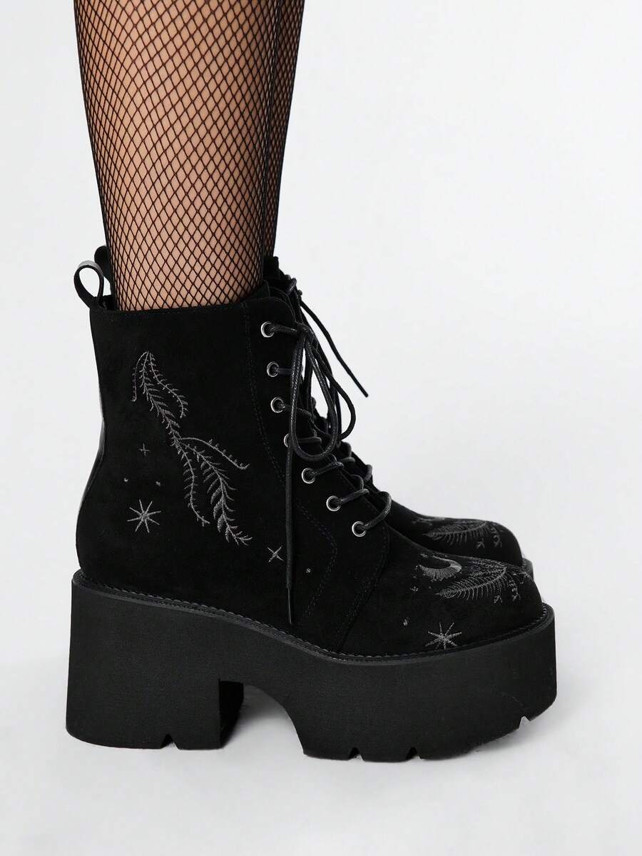 Grunge Punk Ženske gležnjače sa debelim đonom i pertlama
