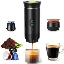 This Portable Espresso Machine Has A Self-Heating Function, Can Make Hot And Cold Beverages, Equipped With An LED Display, Suitable For Coffee Powder And Coffee Capsules, Built-In 2500*3mAh Rechargeable Lithium Battery, Very Suitable For Travel, Outdoor Activities And RV Use.