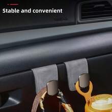 Car Hooks, Passenger Glove Box Hooks, Front Seat Storage Metal Hooks With Rollers, Plush Lining Passenger Glove Box Hooks With PU Leather Design, Universal Decorative Hidden Metal Hook Design, Strong Load-Bearing, Includes Rear Seat Organizer Accessories, Fits Multiple Vehicle Models