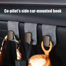 Car Hooks, Passenger Glove Box Hooks, Front Seat Storage Metal Hooks With Rollers, Plush Lining Passenger Glove Box Hooks With PU Leather Design, Universal Decorative Hidden Metal Hook Design, Strong Load-Bearing, Includes Rear Seat Organizer Accessories, Fits Multiple Vehicle Models