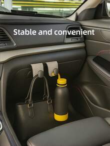 Car Hooks, Passenger Glove Box Hooks, Front Seat Storage Metal Hooks With Rollers, Plush Lining Passenger Glove Box Hooks With PU Leather Design, Universal Decorative Hidden Metal Hook Design, Strong Load-Bearing, Includes Rear Seat Organizer Accessories, Fits Multiple Vehicle Models