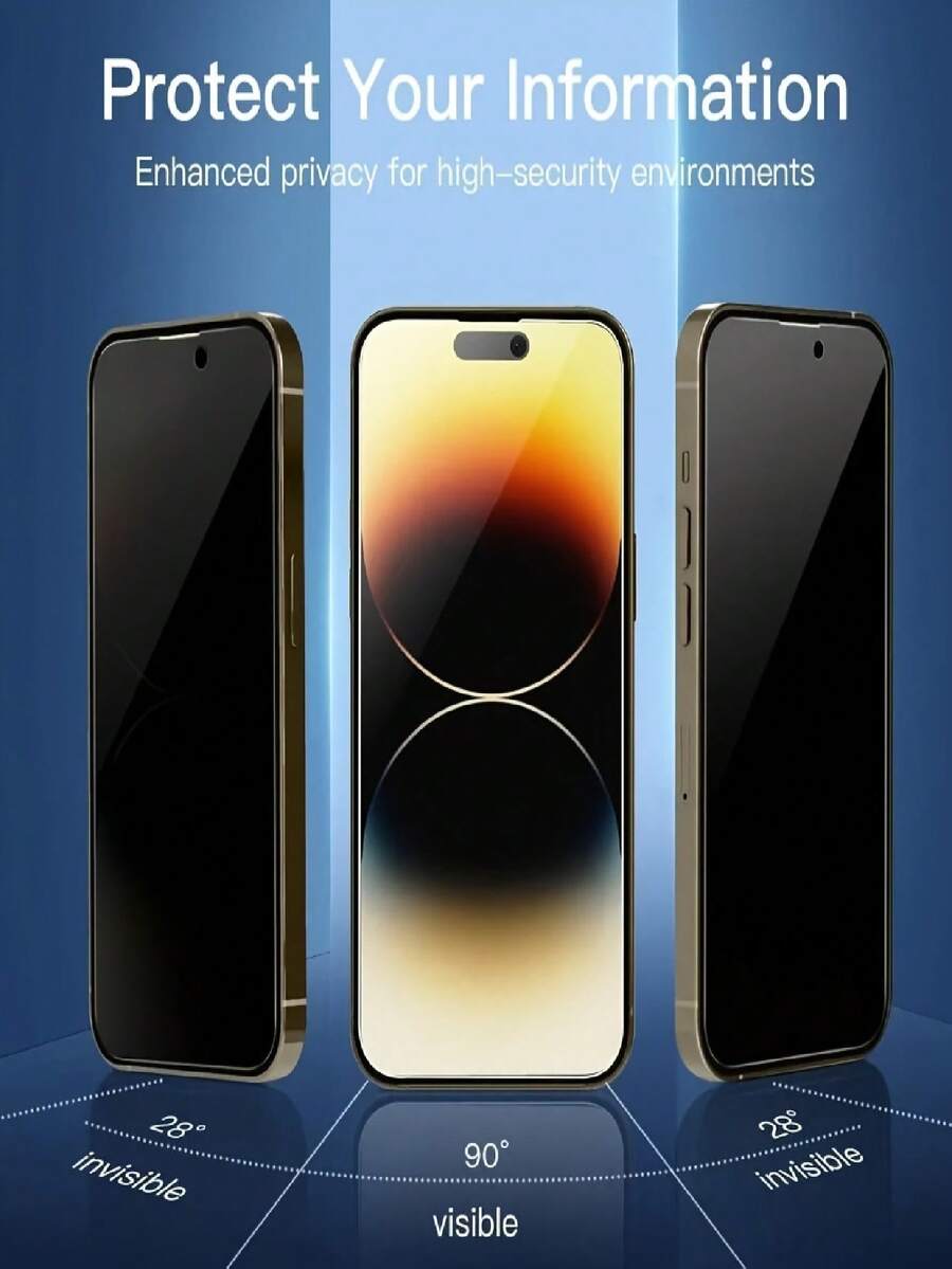 4 komada zaštitnog stakla za ekran sa potpunom privatnošću za iPhone 17/17 Air/16/15/14/13/12/11/16 Pro Max/15 Pro Max/Plus/Mini/X/XS/XR/XS Max, 9H kaljeno staklo