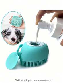 Random Pet Shampoo Brush, Soft Silicone Pet Accessories Dog Cat Bath Tub Massage Glove Brush, With Shampoo Storage Device, Suitable For Dog And Cat Grooming Tools