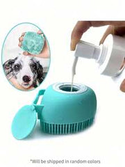 Random Pet Shampoo Brush, Soft Silicone Pet Accessories Dog Cat Bath Tub Massage Glove Brush, With Shampoo Storage Device, Suitable For Dog And Cat Grooming Tools