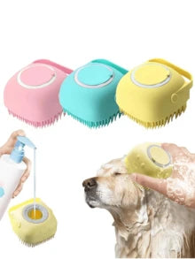 Random Pet Shampoo Brush, Soft Silicone Pet Accessories Dog Cat Bath Tub Massage Glove Brush, With Shampoo Storage Device, Suitable For Dog And Cat Grooming Tools