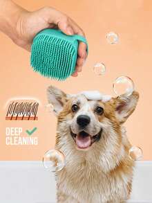 Random Pet Shampoo Brush, Soft Silicone Pet Accessories Dog Cat Bath Tub Massage Glove Brush, With Shampoo Storage Device, Suitable For Dog And Cat Grooming Tools