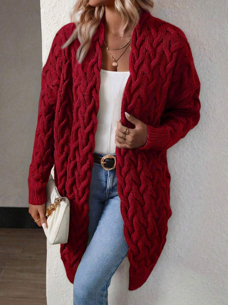 Ženski pleteni kardigan zimski ležeran elegantan dugi