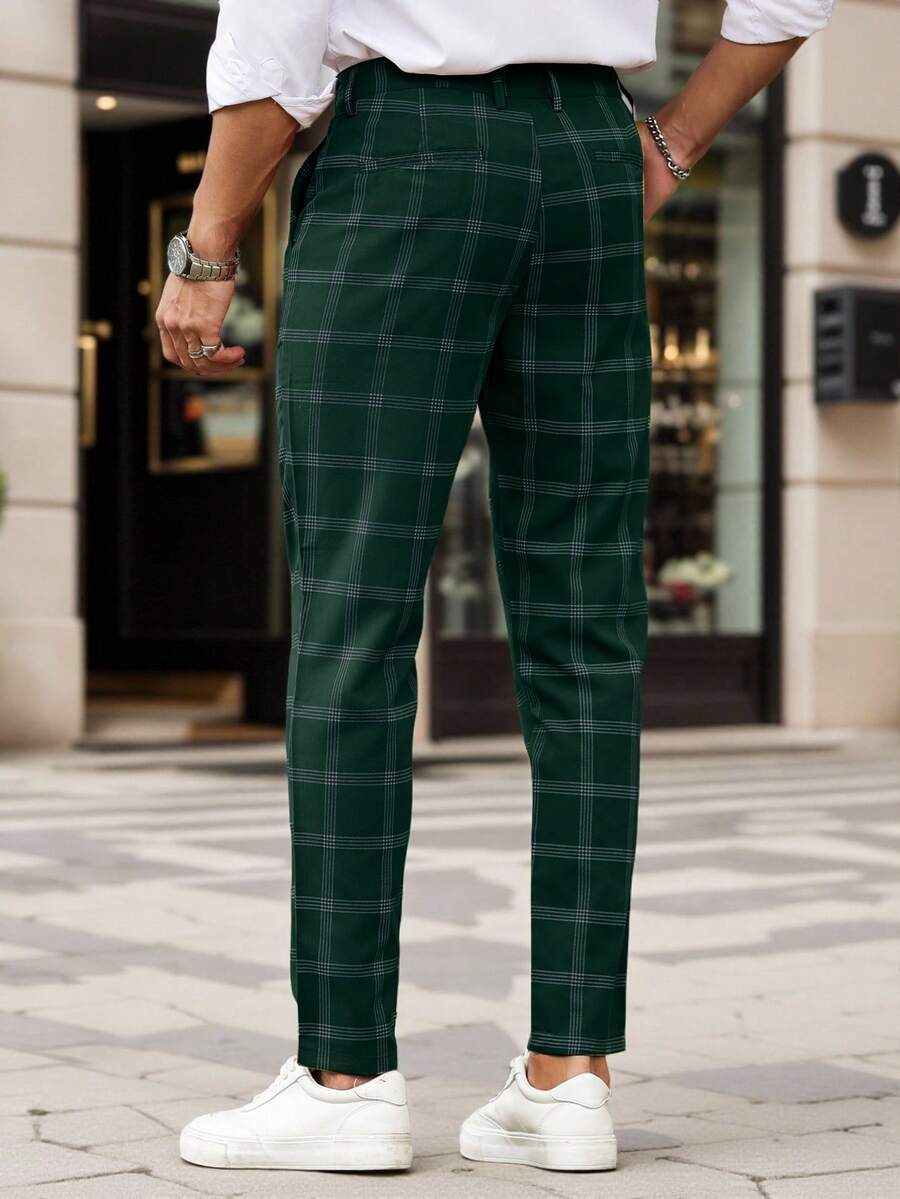 Muške karirane pravih nogavica ležerne pantalone za svakodnevno nošenje