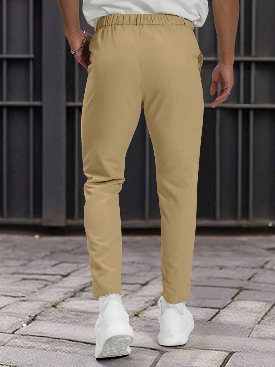 Muške formalne pantalone jednobojne sa kosim džepovima, bez kaiša