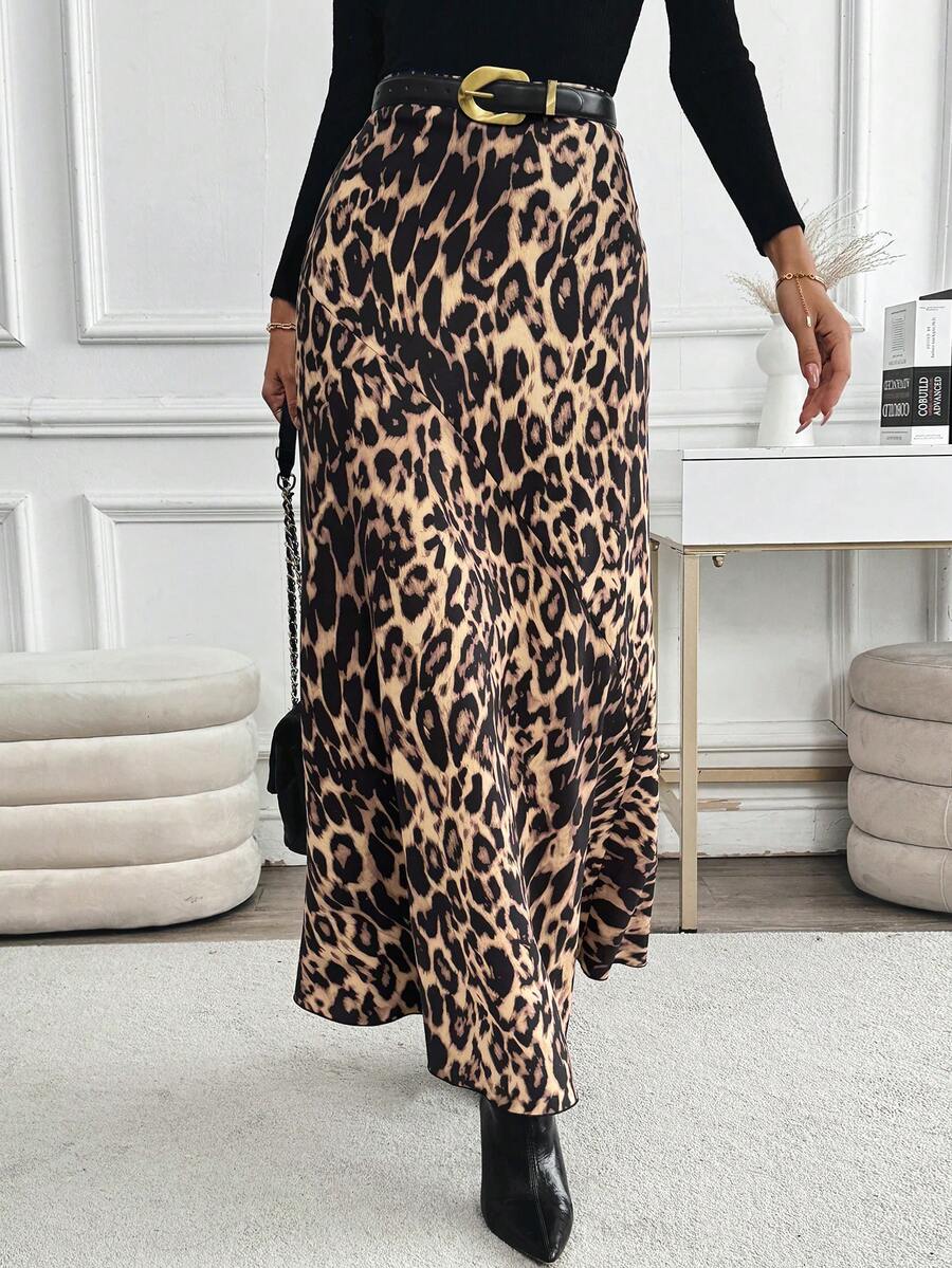 Elegantna maksi suknja sa leopard printom i visokim strukom