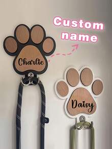 1pc Customized Wooden Bone-Shaped Dog Leash Hook
