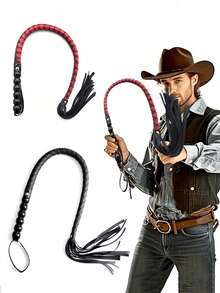 95cm Soft PU Leather Handle Professional Horse Whip, Riding Crop, Snake Whip, Training Whip, Handwoven Reusable Horse Whip, Suitable For Training, Practice And Outdoor Games, Easy To Use And Handle Equestrian Accessory, Prop