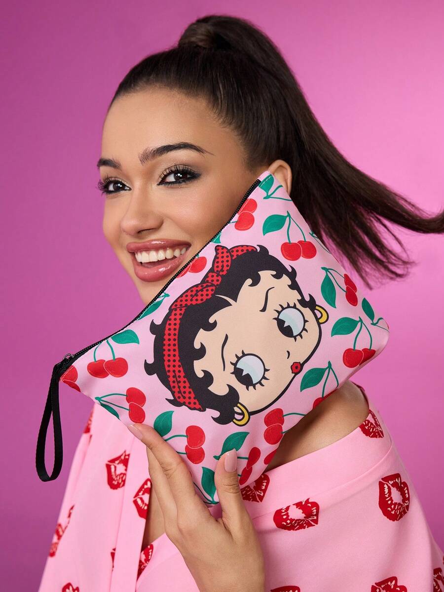 Betty Boop 1 kom set lagane kozmetičke torbe od poliesterskih vlakana sa štampanim crtanim uzorkom
