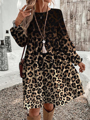 Elegantna haljina za žene plus size sa leopard uzorkom, , boho