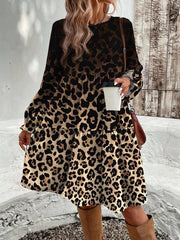 Elegantna haljina za žene plus size sa leopard uzorkom, , boho