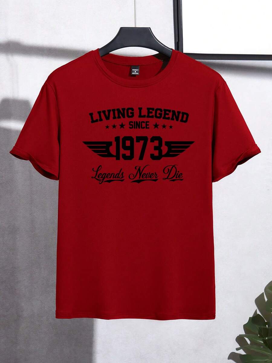 Muška ležerna slim fit majica kratkih rukava sa štampanim slovima i okruglim izrezom