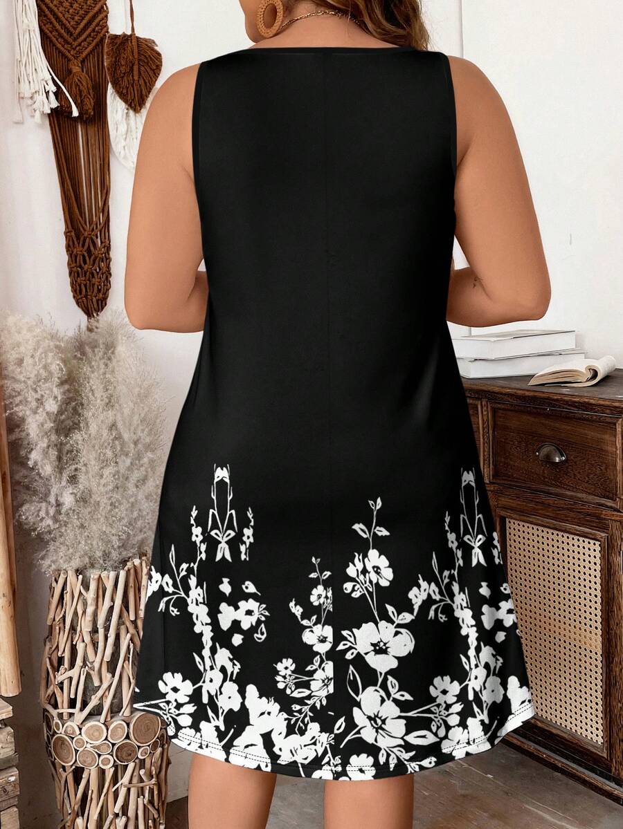 Udobna ležerna haljina sa cvetnim printom, plus size