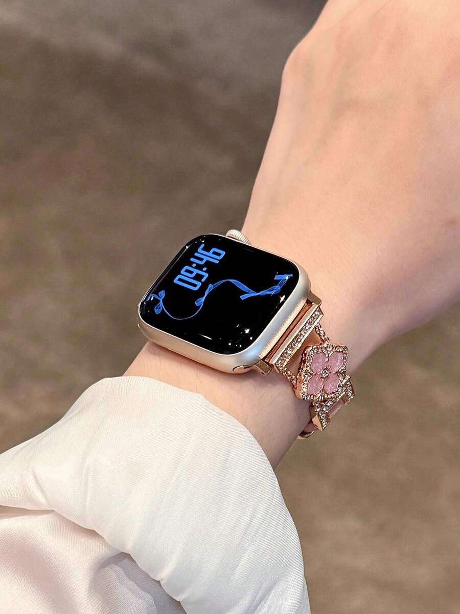 ženski zlatni sjajni kaiš za pametni sat sa  dijamantskim detaljima,  pogodan za Apple Watch 38/40/41/42/44/45/46/49mm