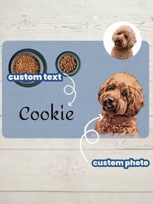 1pc Custom Pet Food Mat, Personalized Pet Photo + Name Mat, Personalized Dog Feeding Mat, Custom Cat Floor Placemat, Unique Gift For Pet Lovers, Ideal For Birthday