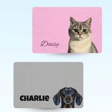 1pc Custom Pet Food Mat, Personalized Pet Photo + Name Mat, Personalized Dog Feeding Mat, Custom Cat Floor Placemat, Unique Gift For Pet Lovers, Ideal For Birthday