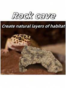 Reptile Rock Hideaway, Feeding Dish, Mane Lion Lizard, Gecko, Snake Habitat, Suitable For Glass Aquarium, Terrarium, Feeding Bowl Decor, Applicable For: Lizard, Turtle, Reptile, Amphibian, Fish