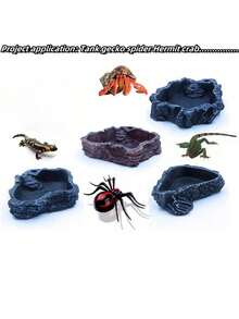 Reptile Rock Hideaway, Feeding Dish, Mane Lion Lizard, Gecko, Snake Habitat, Suitable For Glass Aquarium, Terrarium, Feeding Bowl Decor, Applicable For: Lizard, Turtle, Reptile, Amphibian, Fish