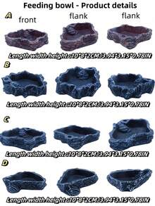 Reptile Rock Hideaway, Feeding Dish, Mane Lion Lizard, Gecko, Snake Habitat, Suitable For Glass Aquarium, Terrarium, Feeding Bowl Decor, Applicable For: Lizard, Turtle, Reptile, Amphibian, Fish
