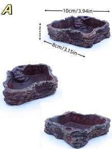 Reptile Rock Hideaway, Feeding Dish, Mane Lion Lizard, Gecko, Snake Habitat, Suitable For Glass Aquarium, Terrarium, Feeding Bowl Decor, Applicable For: Lizard, Turtle, Reptile, Amphibian, Fish