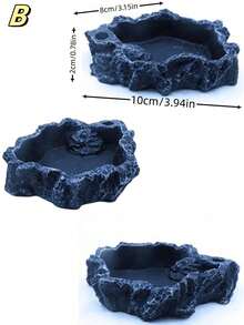 Reptile Rock Hideaway, Feeding Dish, Mane Lion Lizard, Gecko, Snake Habitat, Suitable For Glass Aquarium, Terrarium, Feeding Bowl Decor, Applicable For: Lizard, Turtle, Reptile, Amphibian, Fish