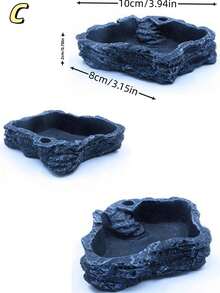 Reptile Rock Hideaway, Feeding Dish, Mane Lion Lizard, Gecko, Snake Habitat, Suitable For Glass Aquarium, Terrarium, Feeding Bowl Decor, Applicable For: Lizard, Turtle, Reptile, Amphibian, Fish