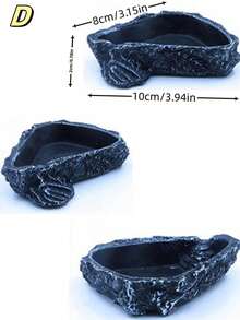 Reptile Rock Hideaway, Feeding Dish, Mane Lion Lizard, Gecko, Snake Habitat, Suitable For Glass Aquarium, Terrarium, Feeding Bowl Decor, Applicable For: Lizard, Turtle, Reptile, Amphibian, Fish