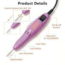 20,000 RPM Nail Drill Kit - Electric Nail Grinder, Gel Polish Remover, Portable Nail Polisher, Manicure Tools