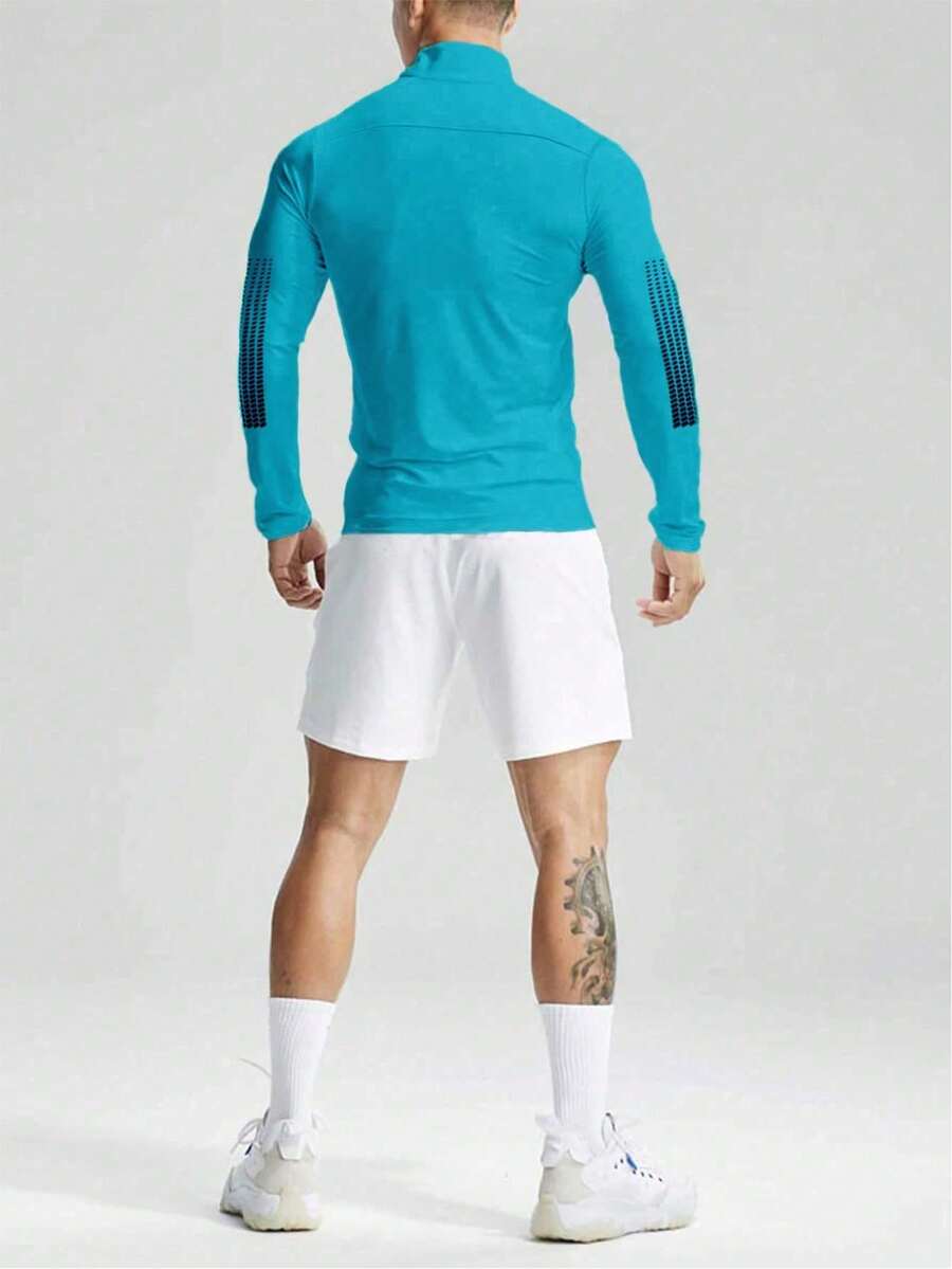 Muška ležerna sportska jakna jednobojna sa podignutom kragnom, slim fit, za teretanu