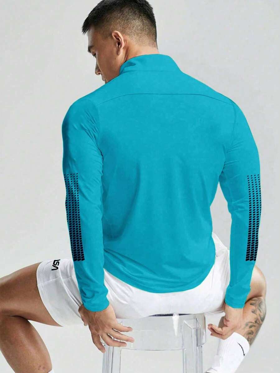Muška ležerna sportska jakna jednobojna sa podignutom kragnom, slim fit, za teretanu