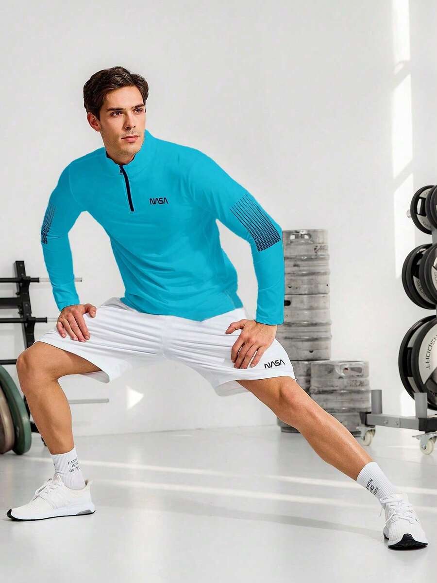 Muška ležerna sportska jakna jednobojna sa podignutom kragnom, slim fit, za teretanu