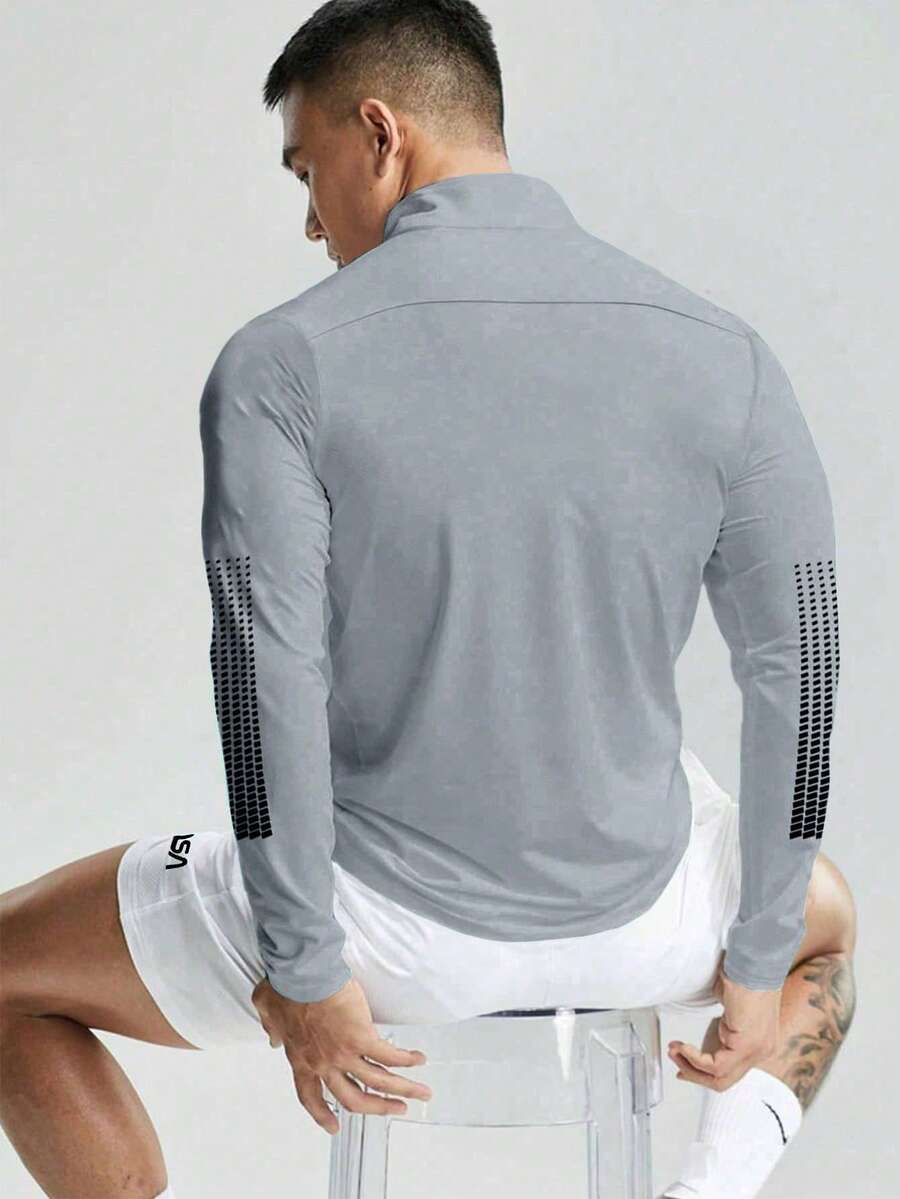 Muška ležerna sportska jakna jednobojna sa podignutom kragnom, slim fit, za teretanu