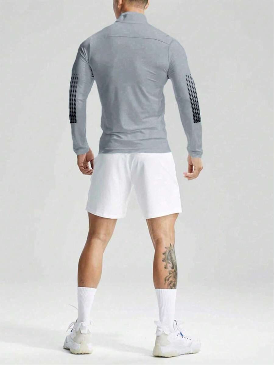 Muška ležerna sportska jakna jednobojna sa podignutom kragnom, slim fit, za teretanu