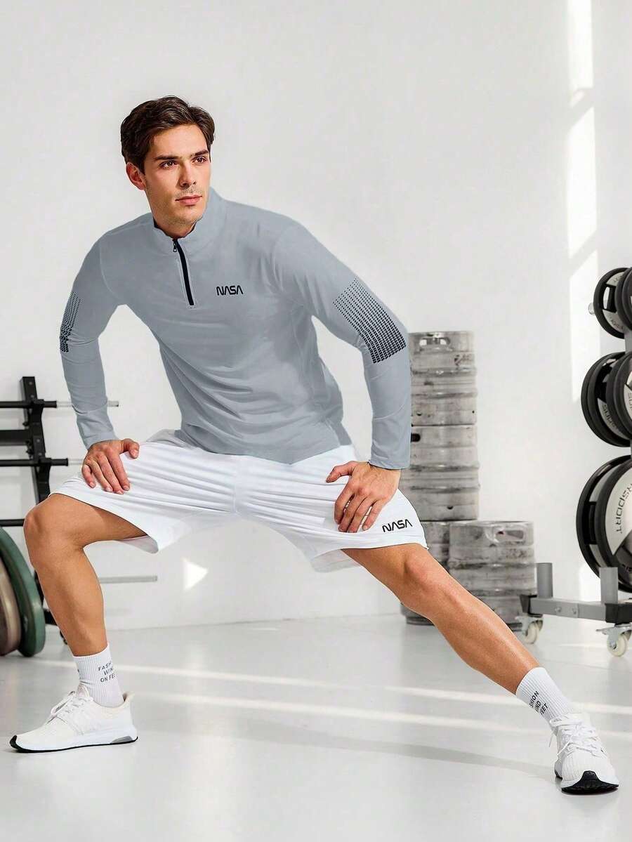 Muška ležerna sportska jakna jednobojna sa podignutom kragnom, slim fit, za teretanu