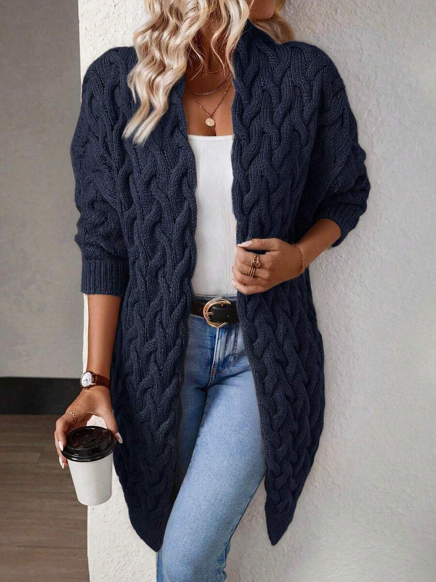Ženski pleteni kardigan zimski ležeran elegantan dugi