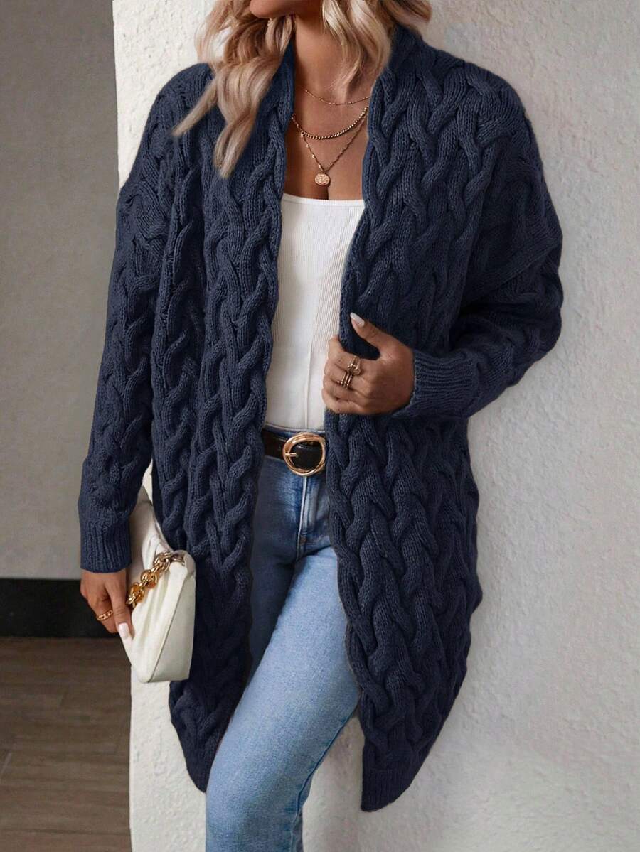 Ženski pleteni kardigan zimski ležeran elegantan dugi