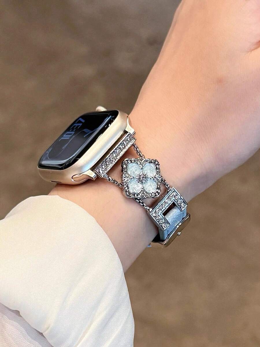 ženski zlatni sjajni kaiš za pametni sat sa  dijamantskim detaljima,  pogodan za Apple Watch 38/40/41/42/44/45/46/49mm