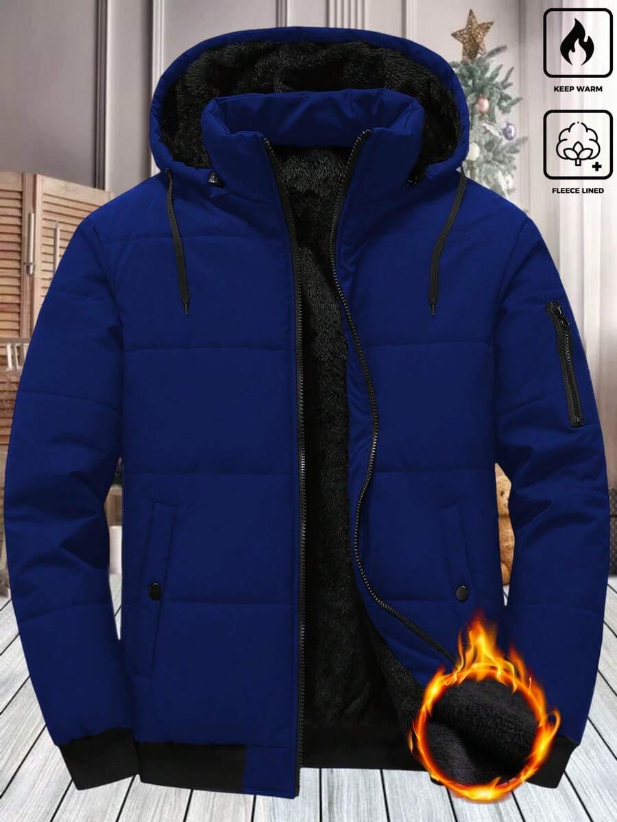 Muški dugi topli  outdoor kaput sa punjenjem za zimu, sa kapuljačom